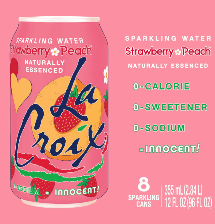 Lacroix Sparkling Water, Strawberry Peach, 12 Fl Oz (Pack of 8) - Image 3