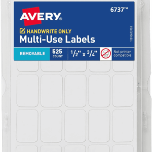 Multi-Use Removable Labels, 1/2" X 3/4", White, Non-Printable, 525 Blank Labels Total (6737)