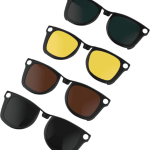 Polarized Clip Compatible with Ray-Ban Meta Wayfarer (RW4006 Size M Standard 50-22) Smart Glasses Color Changing Clip Set for Man and Woman (Dark Green, Night Vision Yellow, Black, Brown)