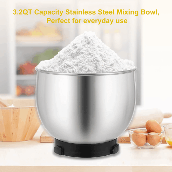 Stand Mixer,3.2Qt Small Electric Food Mixer,6 Speeds Portable Lightweight Kitchen Mixer for Daily Use with Egg Whisk,Dough Hook,Flat Beater (Blue) - Image 7