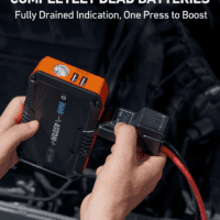 S8 Car Battery Jump Starter, 1500A Peak Car Jumper Starter Battery Pack for up to 6.0L Gas & 3.0L Diesel Engines, 12V Portable Jump Box with 3 Modes Flashlight and Jumper Cable (Orange) - Image 3
