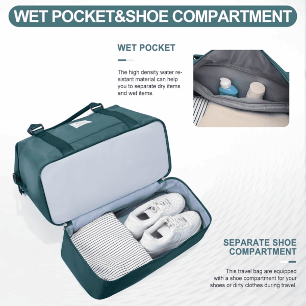 Weekender Bags for Women,Travel Duffle Overnight Bag with Shoe Compartment,Personal Item Carry on Bag,Gym Bag,3 Pcs Set - Image 4