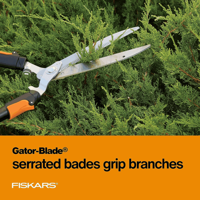 Power-Lever Hedge Shears - 25"-33" Extendable Handle - Plant Cutting Scissors - Yard and Garden Tools - Orange/Black - Image 5