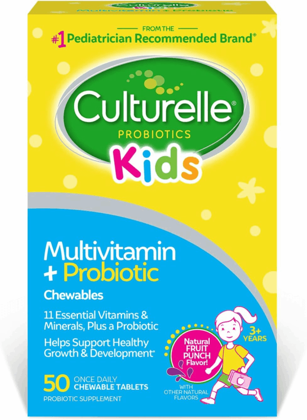 Kids Complete Chewable Multivitamin + Probiotic for Kids, Ages 3+, 50 Count, Digestive Health, Oral Health & Immune Support - with 11 Vitamins & Minerals, Including Vitamin C, D3 & Zinc