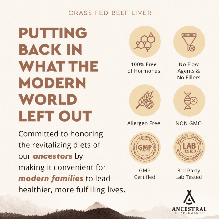 Grass Fed Beef Liver 180 Capsules, Supports Energy Production, Detoxification, Digestion, Immunity and Full Body Wellness, Non-Gmo, Freeze Dried Liver Health Supplement - Image 6