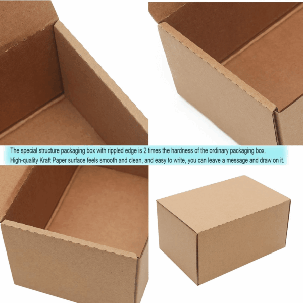 10 Pack Small Shipping Boxes 6X4X3'' Corrugated Small Cardboard Boxes for Shipping, Recyclable Packaging Boxes for Business, Mailer, Gift Packing, Crafts Packing, Jewelry Box, Brown - Image 3