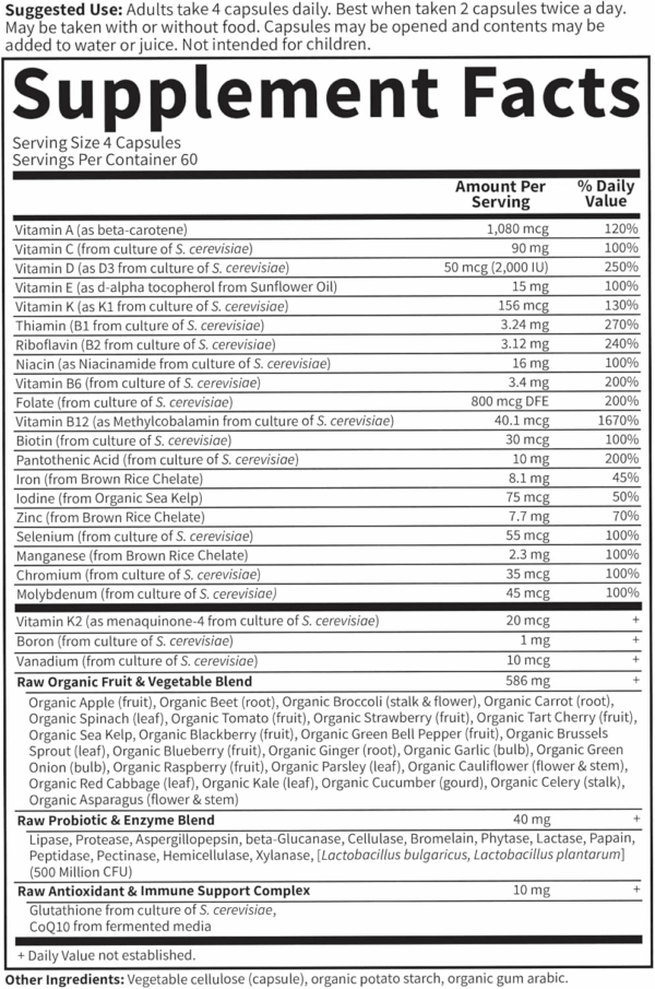 Multivitamin for Women, Vitamin Code Women'S Multi, Whole Food, Vitamins, Iron, Folate Not Folic Acid, Probiotics, Vegetarian Supplements for Womens Energy, 240 Count - Image 5