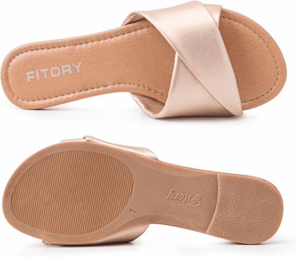 Women'S Flat Sandals Fashion Slides with Soft Leather Slippers for Summer Size 6-11 - Image 3
