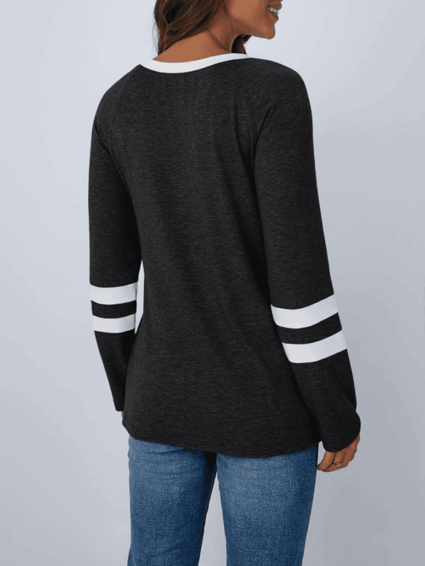 Womens Long Sleeve Shirts Color Block Casual Crewneck Tops Tshirt Basic Tee Fall Fashion Clothes Trendy Outfits - Image 4