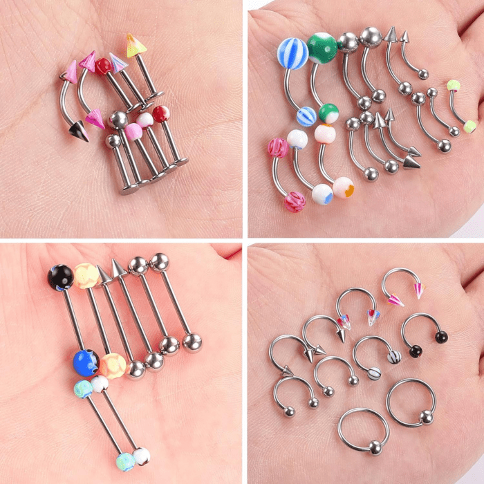 142Pcs - 185Pcs Body Piercing Jewelry for All Piercings, Tongue Nipple Rings Eyebrow Lip Belly Button Barbell Nose Piercing Tragus Navel Body Jewelry for Women Piercings 14G-18G - Image 5