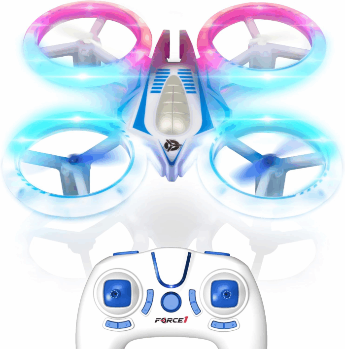 UFO 4000 Mini Drone for Kids - LED Remote Control Drone, Small RC Quadcopter for Beginners, 2.4Ghz Remote Control, 360 Flips, 2 Speed UFO Flying Toy for Kids, 2 RC Toy Batteries