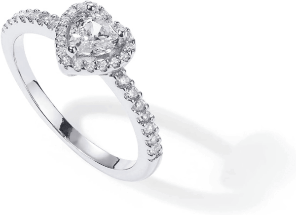 14K Gold Plated Halo Ring | Heart Ring for Women | Square round Promise Rings for Her - Image 3