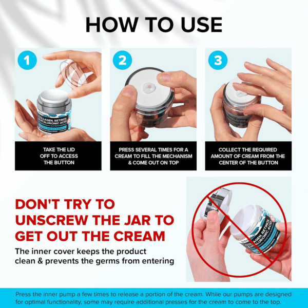 Collagen, Retinol & Hyaluronic Acid Cream - Anti-Aging Face Moisturizer for Face, Neck & Décolleté - Made in USA, Daily Moisturizer Face Cream - 1.7 Fl.Oz. - Image 7