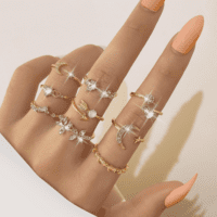 Gold Stackable Rings for Women Gifts Trendy Stuff Simple Star Moon Heart Knuckle Rings Set Boho Rings Cute Stuff Birthday Gifts Gold Rings Pack Jewelry Easter Basket Essentials Stuffers - Image 4