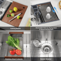 30 Inch Undermount Kitchen Sink Superior Drain Kitchen Sinks 11 Gauge (3Mm) Stainless Steel, Single Bowl Integrated Ledge Multifunctional Workstation Set - - Image 3