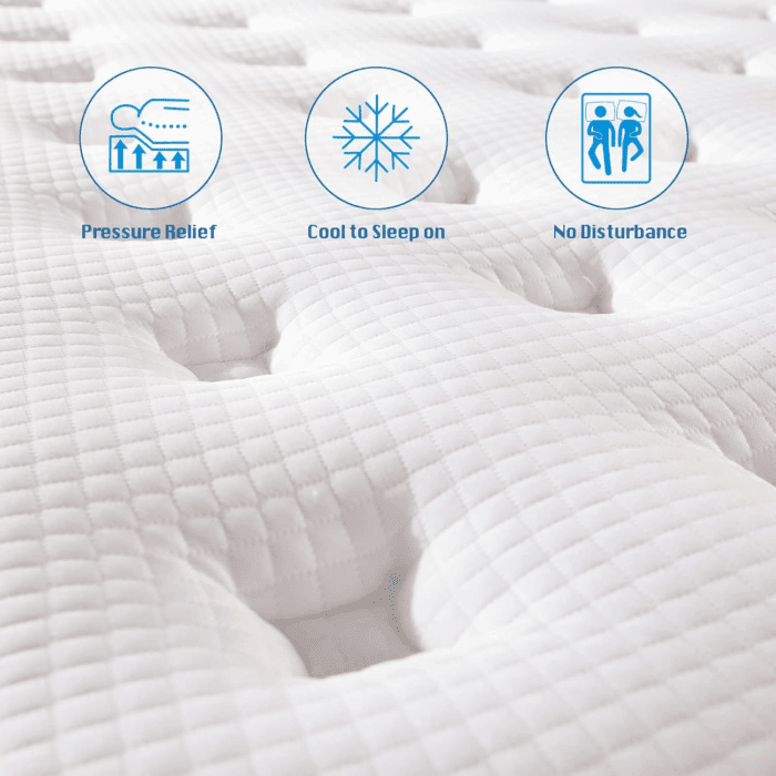 Full Mattress, 12 Inch Hybrid Mattress in a Box, Gel Memory Foam Mattress, Individually Wrapped Pocket Coils Innerspring Mattress, Support & Pressure Relief, Medium Firm Feel - Image 4