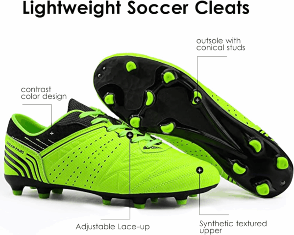 Mens Sport Flexible Athletic Lace up Light Weight Outdoor Cleats Football Soccer Shoes - Image 5