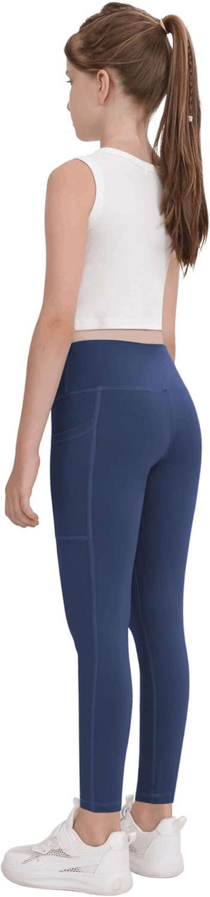 Girls' Athletic Leggings with Pockets, 5 Packs Kids Teen Dance Yoga Workout Running Pants for 5-15 Years - Image 5