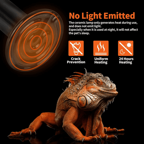 150W Ceramic Heat Emitter, Reptile Heat Bulbs, Ceramic Heat Lamp for Reptiles, Amphibian, Chicken, Dog, Cat (2-Pack) - Image 3