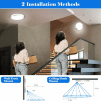 Motion Sensor Ceiling Light Wired, LED Flush Mount Ceiling Light Fixture 18W/1600LM, Motion Sensor Light Indoor for Stair Closet Porch Hallway Laundry, Time Dimmable Ceiling Lights 3000K/4000K/6000K - Image 4