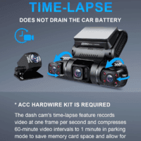 360 Degree View 4 Channel Dash Cam Front and Rear inside Left Right, Dash Camera for Cars, Built-In GPS Wifi Night Vision, 24/7 Recording Parking Mode Monitor, Free 128G Card - Image 5