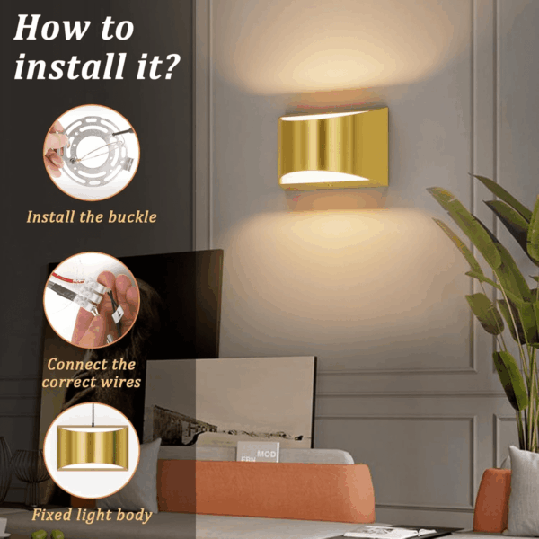 Brushed Brass Wall Sconce Indoor Wall Lights Hardwired 1 Pack up and down Wall Mount Light for Living Room Bedroom Hallway Corridor Conservatory Warm White 3000K(With G9 Bulbs) - Image 3