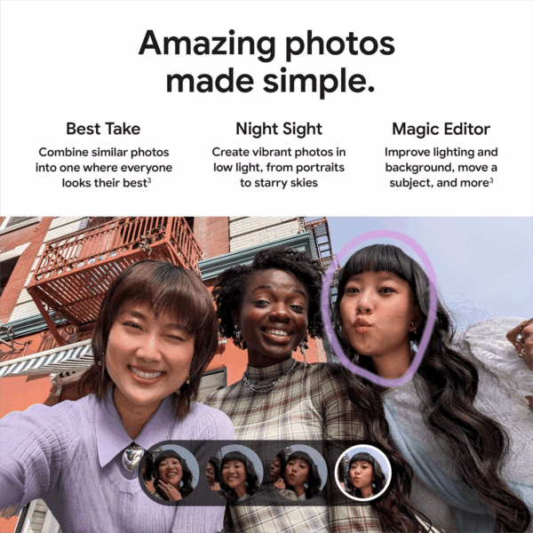 Pixel 8A - Unlocked Android Phone with  AI, Advanced Pixel Camera and 24-Hour Battery - Porcelain - 128 GB - Image 2