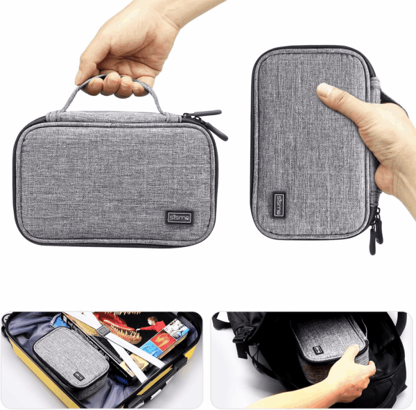 Travel Cords Organizer Electronics Tech Accessories Case Small Carrying Bag for Charging Cables Adapter USB Plugs Power Cords Leads - Grey 1680D Fabrics - Image 2
