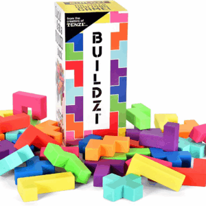 BUILDZI the Fast Stacking Building Block Game for the Whole Family - 2 to 4 Players Ages 6 to 96 - plus Fun Party Games for up to 8 Players - Perfect Kids Game for Game Night