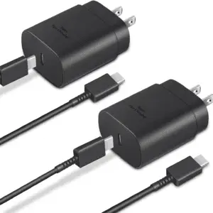 Type C Charger, 2-Pack 25W Type C Super Fast Charging Block with 6Ft USB C Charger Cable Compatible with Galaxy S23 Ultra/S23+/S22/S21/S20/Phone 16/16 Plus/16 Pro Max/15/15 Pro Max/15 Plus-Black