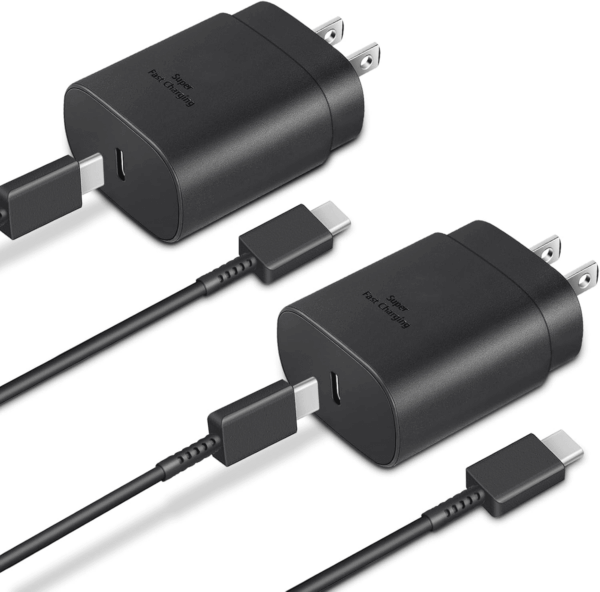 Type C Charger, 2-Pack 25W Type C Super Fast Charging Block with 6Ft USB C Charger Cable Compatible with Galaxy S23 Ultra/S23+/S22/S21/S20/Phone 16/16 Plus/16 Pro Max/15/15 Pro Max/15 Plus-Black