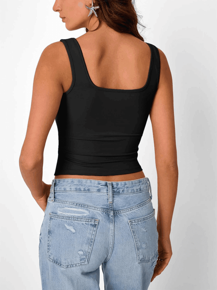 Going Out Tops for Women Y2K Summer Teen Girls Cute Crop Tank Top Square Neck Basci Bow Clothes 2025 Camisole - Image 4