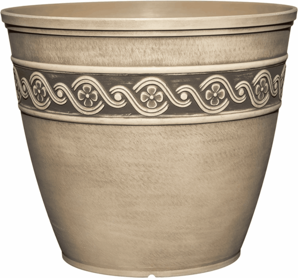 Corinthian Resin Flower Pot Planter, Concrete Grey, 13"