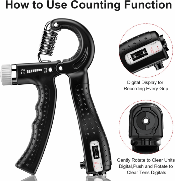 Hand Grip Strengthener 2 Pack Adjustable Resistance 10-130 Lbs Forearm Exerciser，Grip Strength Trainer for Muscle Building and Injury Recovery for Athletes - Image 4