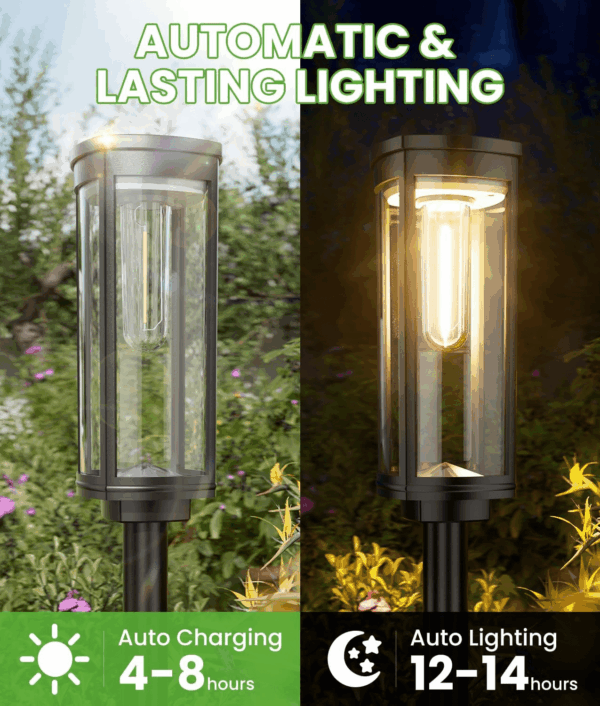 Bright Solar Pathway Lights Outdoor, 8 Pack Solar Powered Garden Lights Waterproof IP65, Auto On/Off Outdoor Light for Lawn Patio Walkway Driveway Decor Landscape Lighting - Image 5