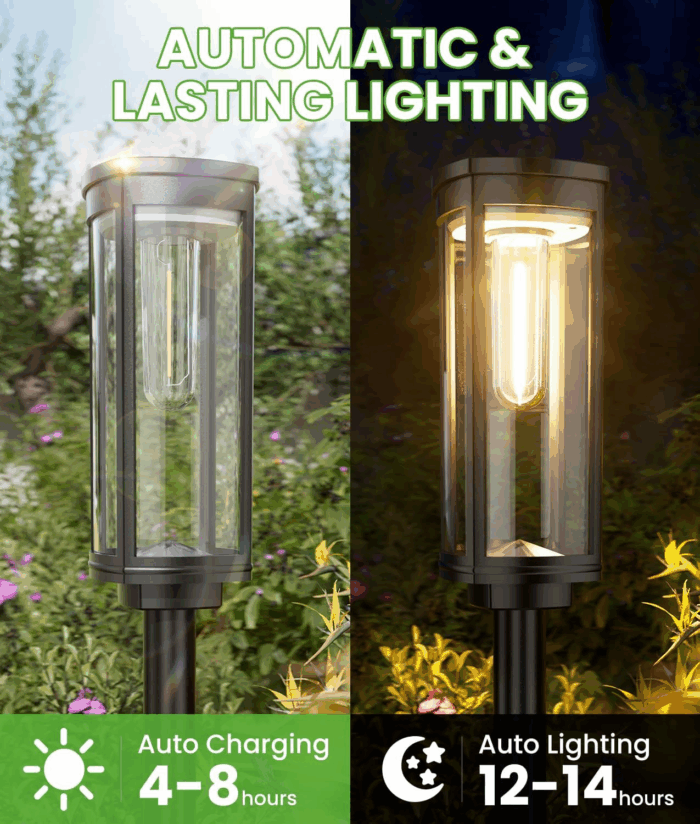 Bright Solar Pathway Lights Outdoor, 8 Pack Solar Powered Garden Lights Waterproof IP65, Auto On/Off Outdoor Light for Lawn Patio Walkway Driveway Decor Landscape Lighting - Image 5