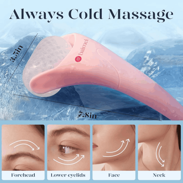 Icyme Ice Roller for Face and Gua Sha Facial Tool Set, Ice Face Roller Reduces Puffiness Relieves Migraines Skin Care Tools, Self Care Gift for Women - Pink - Image 3