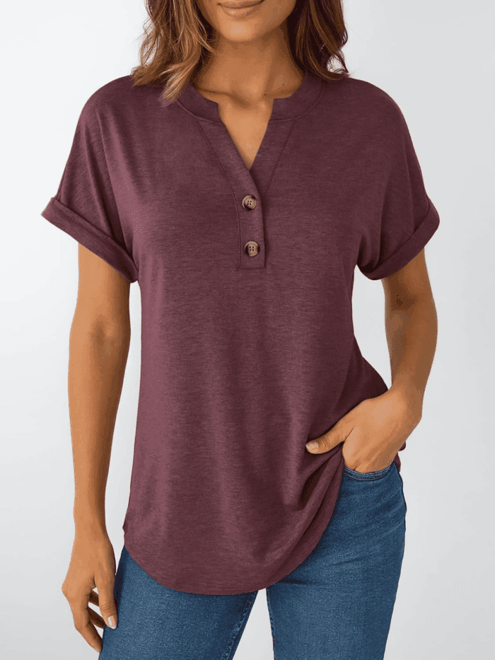 Women'S Short Sleeve Shirts Henley Dressy Casual Summer Tops 2025 Trendy Blouses Cute T-Shirts Outfits Clothes - Image 6