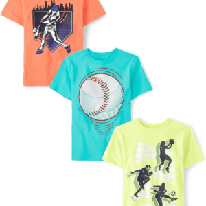 Boys' Sports Short Sleeve Graphic T-Shirts, Multipack