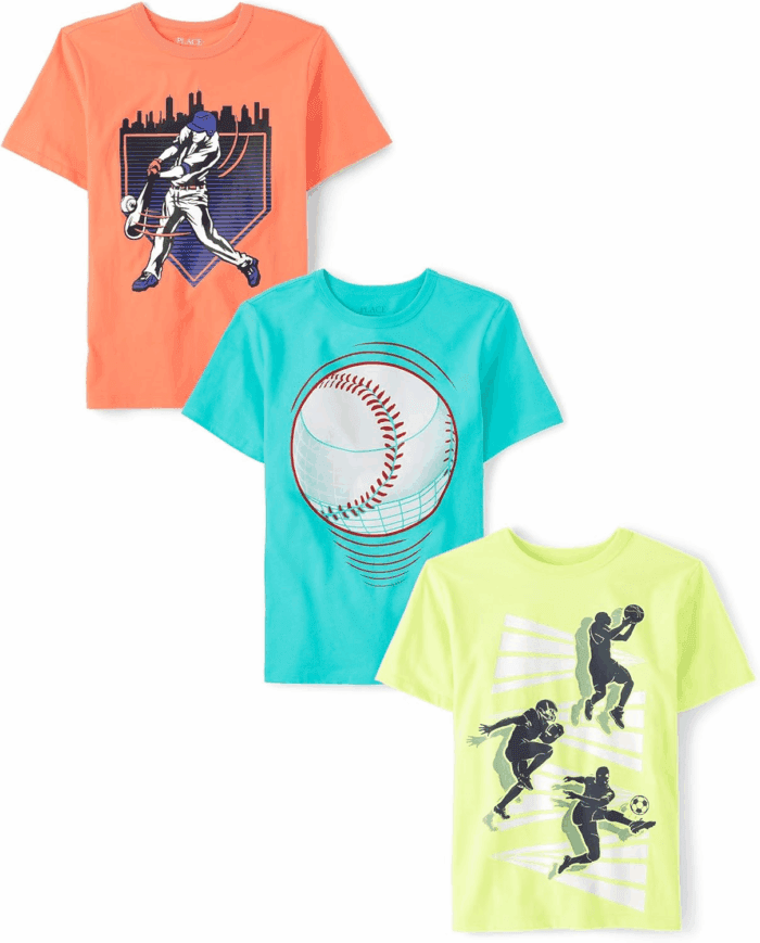 Boys' Sports Short Sleeve Graphic T-Shirts, Multipack