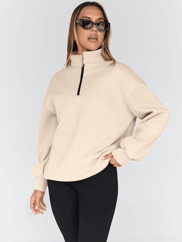 Womens Oversized Sweatshirts Fall Fashion Hoodies Half Zip Pullover Long Sleeve Shirts Clothes Outfits - Image 3