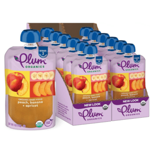 Stage 2 Organic Baby Food - Peach, Banana, and Apricot - 4 Oz Pouch (Pack of 12) - Organic Fruit and Vegetable Baby Food Pouch