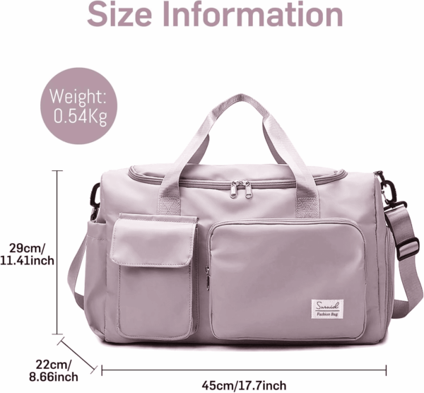 Travel Duffel Bag with Shoes Compartment Sports Gym Bag with Dry Wet Separated Pocket for Men and Women, Overnight Bag Weekender Bag Training Handbag Yoga Bag - Brown Pink - Image 2