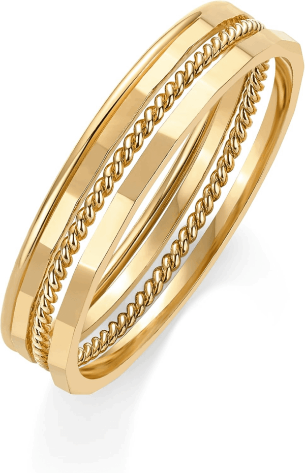 14K Gold Plated Four Pieces Thin Rings Set for Women | 4 Dainty Stacking Rings Pack | Minimalist Stackable Bands