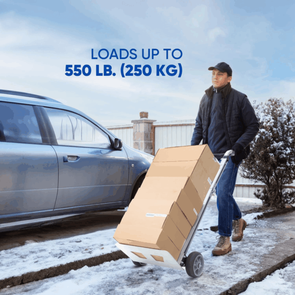 500LB Aluminum Appliance Folding Hand Truck - Foldable Heavy Duty Moving Furniture Dolly Cart with 2-Wheels 8" TPR & Ergonomic Handle - Light Weight Trolley Hand Trucks for Moving - Image 4