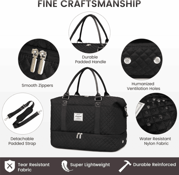 Travel Duffle Bag,Weekender Bags for Women with Shoe Compartment，Carry on Overnight Bag with Toiletry Bag,Gym Duffel Bag with Wet Pocket, Hospital Bags for Labor and Delivery - Image 5