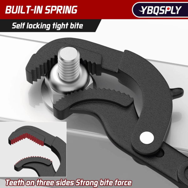 Pipe Wrench Set, 10” and 15” Self Adjusting Wrench 2-Piece Plumbing Tools - Pipe Vise Wrench Basin Wrench for 0.55“-2.48”/14-60Mm Standard Nuts, Irregular Nuts, Pipes Use - Image 8