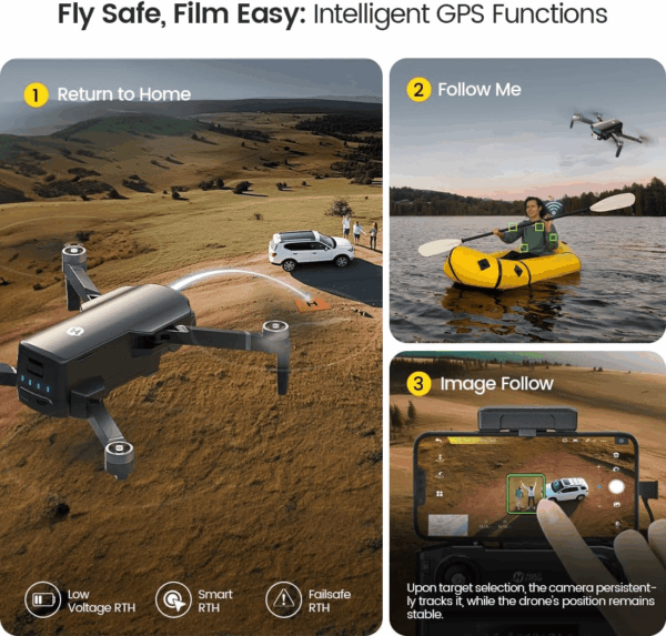 GPS Drone with 4K UHD Camera for Adults Beginner; HS360S 249G Foldable FPV RC Quadcopter with 10000 Feet Control Range, Brushless Motor, Follow Me, Smart Return Home, 5G Transmission - Image 5