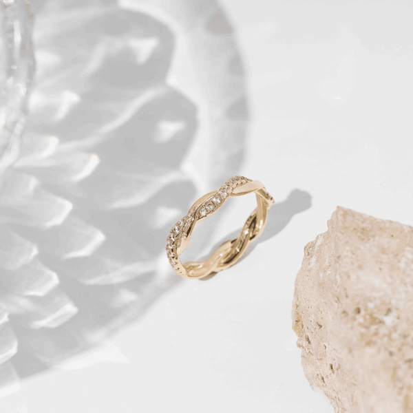 14K Gold Plated Cubic Zirconia Twisted Rope Eternity Band for Women - Image 4