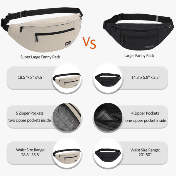 Super Large Beige Fanny Pack Sling Bag for Men Women Crossbody Sling Chest Bag for Travel Cycling Hiking Climbing - Image 2